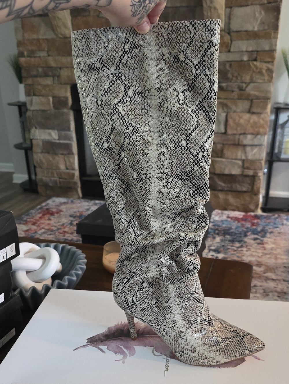 Jessica Simpson Natural Snake Print Knee-High Slouch Boot